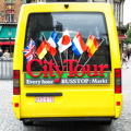 Flags to indicate the languages of the City Tour